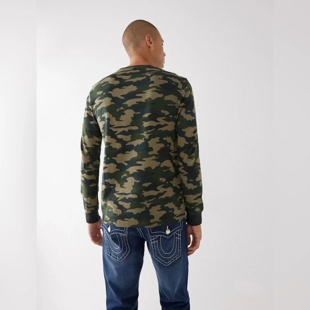 True‎ Religion Men's Camouflage Long Sleeve Tee Shirt Size: XL
